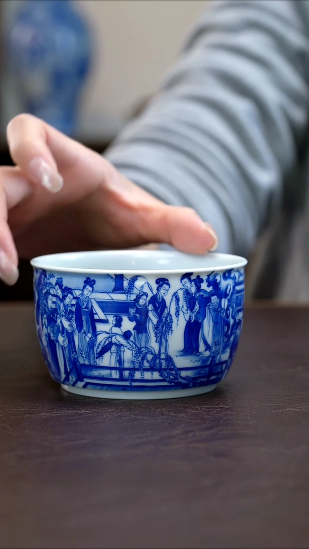 青山秋雨仕女图主人杯陶瓷