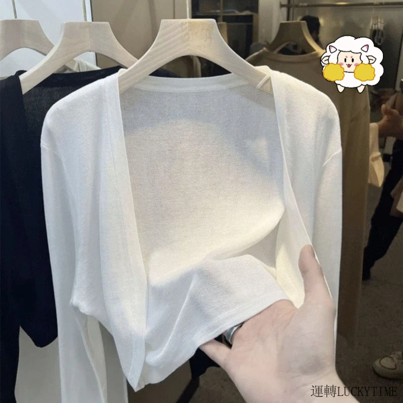 针织防晒开衫女2025年夏季冰丝薄款披肩短款坎肩外搭罩衫上衣