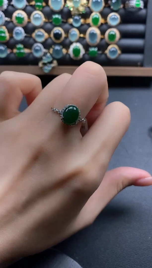 银S925镶嵌戒指翡翠5111