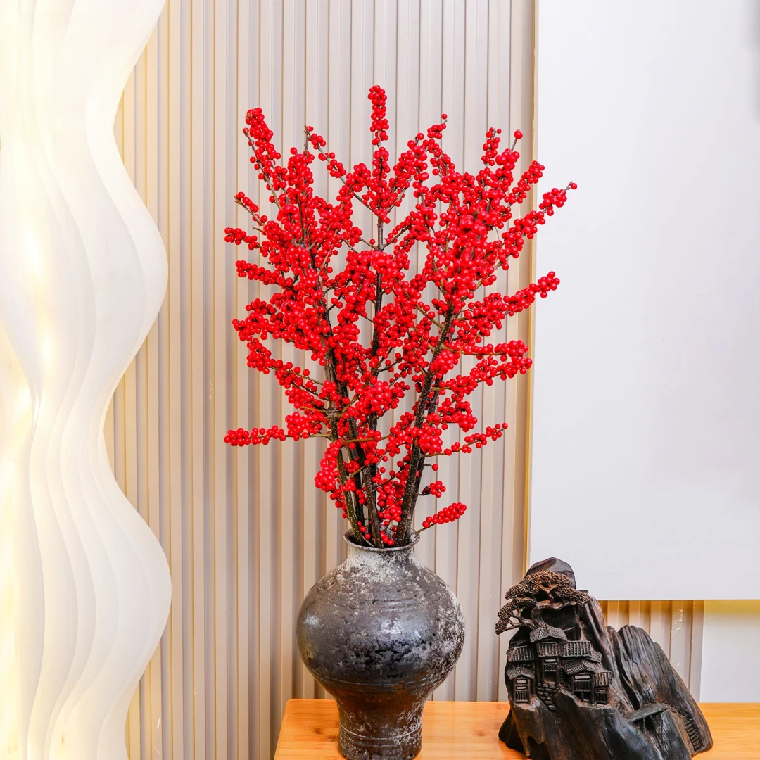 北美冬青 木木花卉鲜花直播间中式现代高端插花 新年喜庆水养冬青