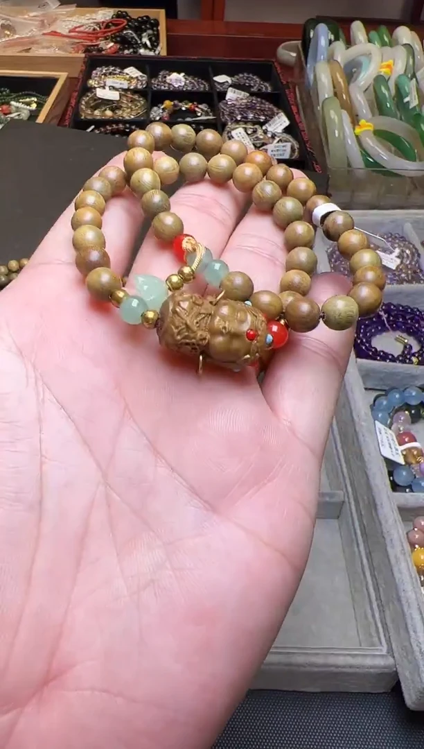 维腊木（绿檀）手串/手链绿檀双圈手串