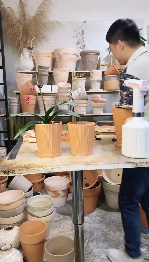 11*13红陶竖纹 2盆2托