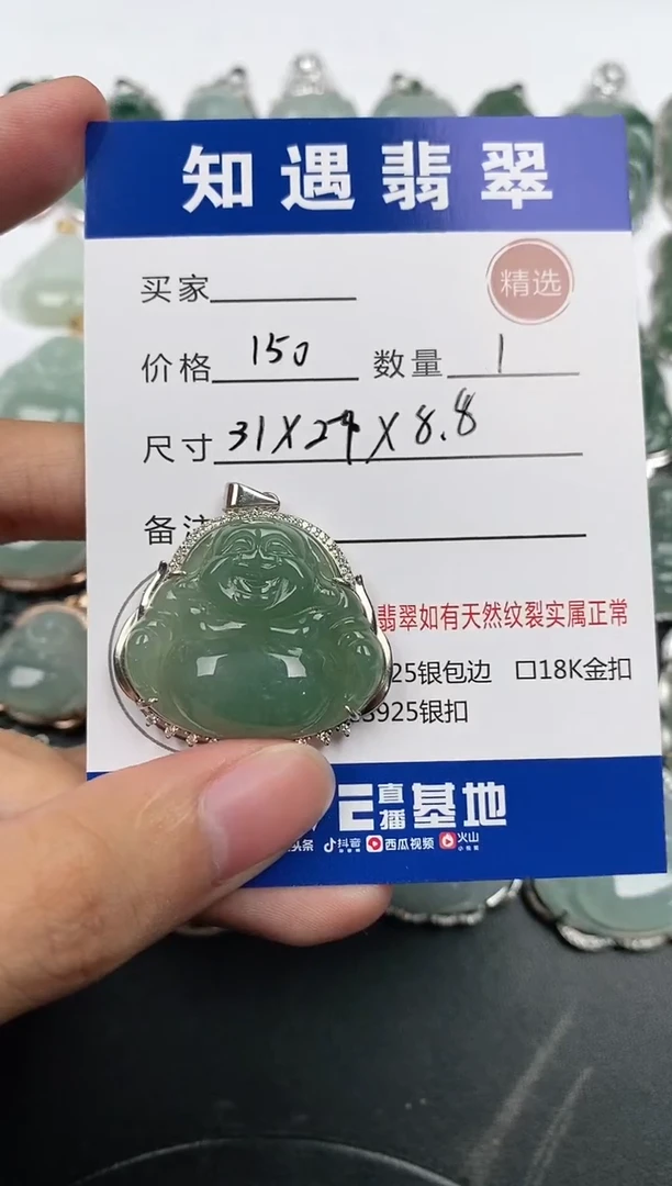 颈饰银S925镶嵌翡翠挂件
