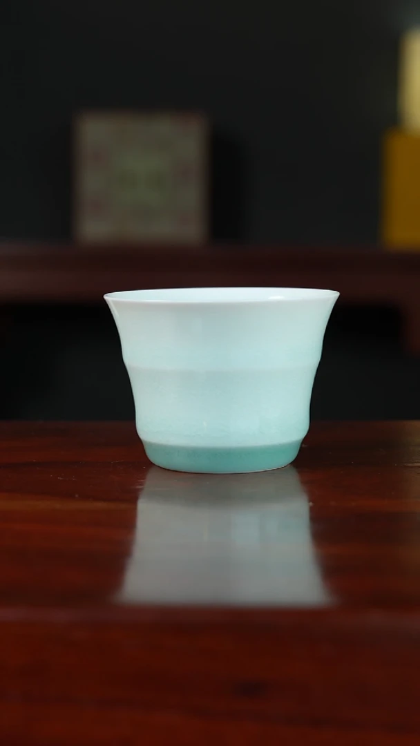 祖传窑真柴窑传承400年影青竹节杯