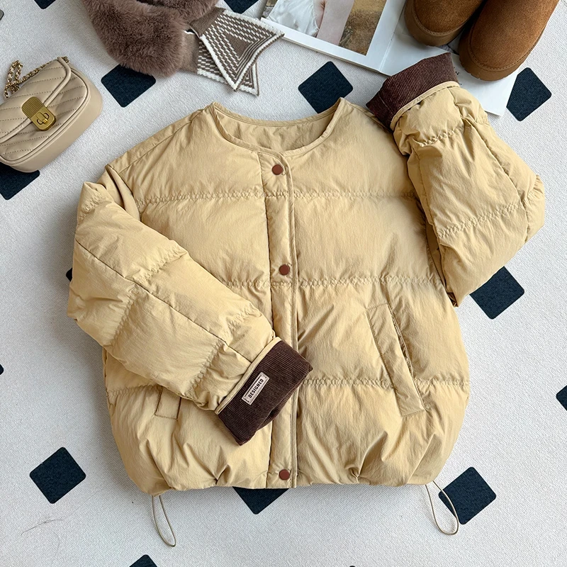 【无毛领】韩版时尚潮流2025冬季女新款圆领保暖时尚外套棉衣秋冬YH