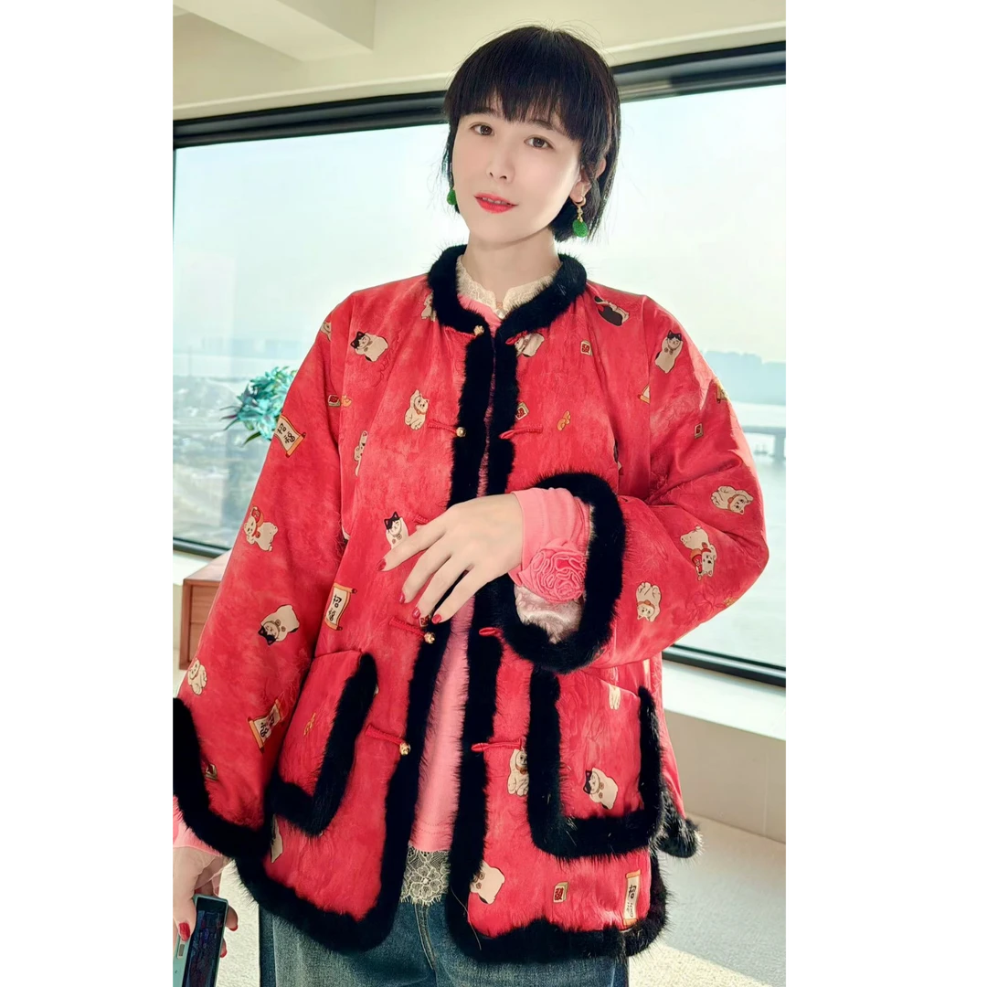 《平安喜乐》香云纱 貂毛 棉外套