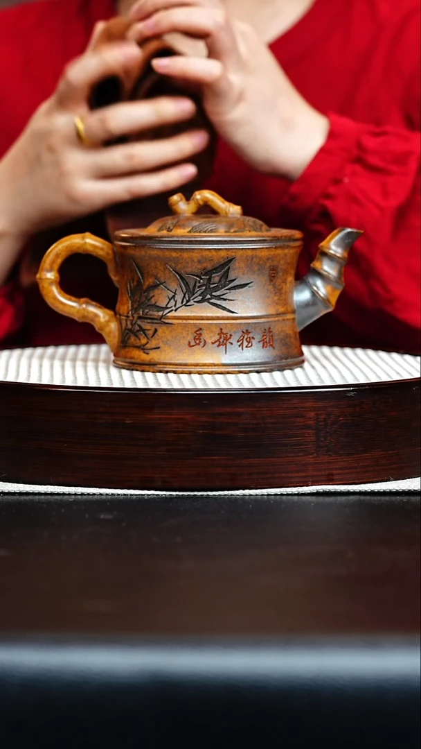 茶壶紫砂宜兴紫砂 一品竹段 虎皮金砂 王燕 h157