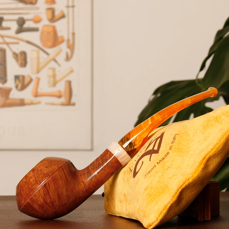 意大利维布拉蒂 四花级别 原木色牛头 9毫米 手工石楠木烟斗