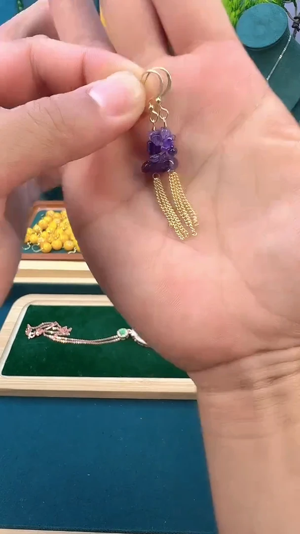 紫晶耳饰14K金镶嵌E37