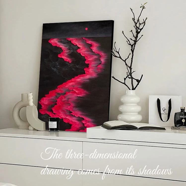 轻奢高级感客厅装饰画落地巨幅海浪抽象油画壁沙发背景墙玄关挂画