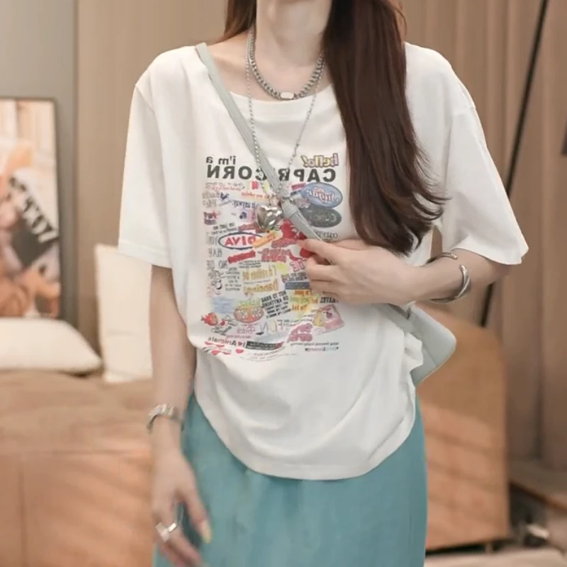 2025夏季新款设计感百搭显瘦卡通印花时尚T恤LK2503481