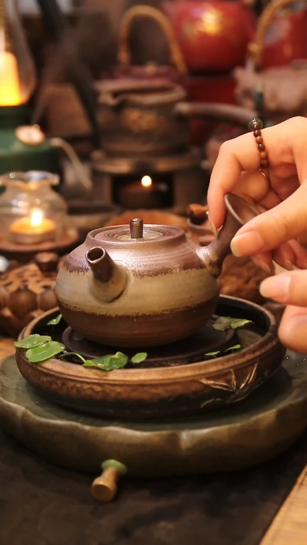 清水烧侧把壶一只