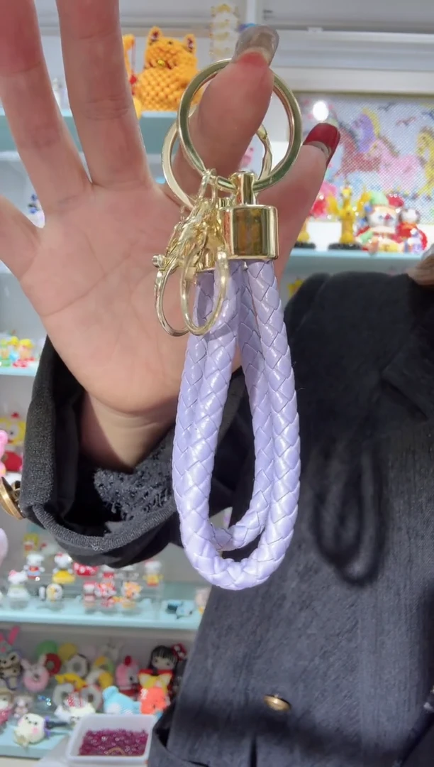 玻璃0767皮绳钥匙扣10个浅紫色