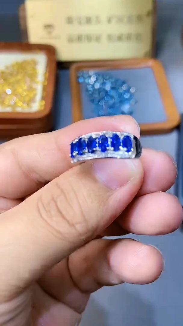 【闪购商品】蓝宝石戒指银S925镶嵌154