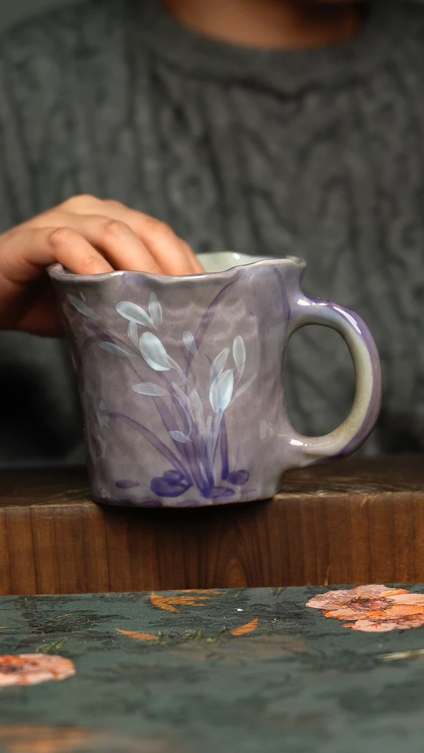 杯釉下彩手工手绘同款陶器