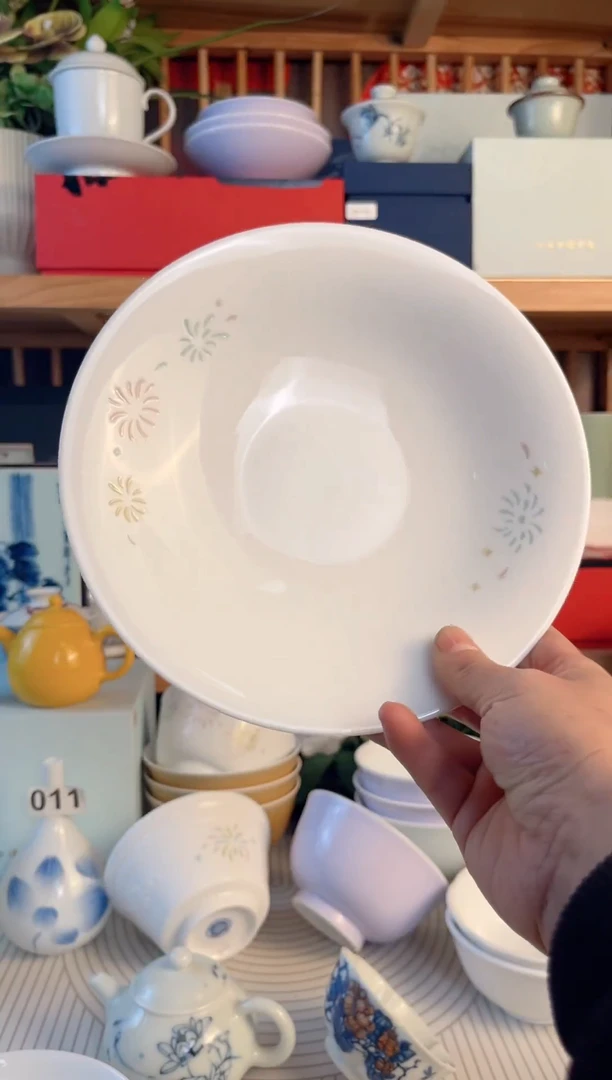 陶8英寸玲珑高温白玉瓷盘子