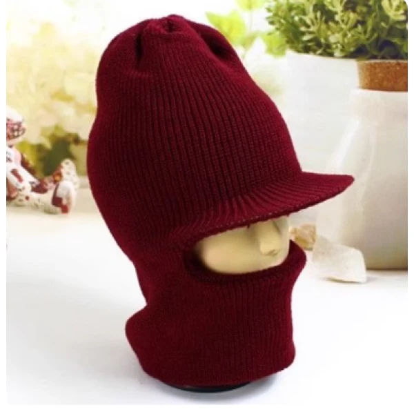 护耳毛线帽男士两用针织帽户外骑行保暖护颈连体套头帽