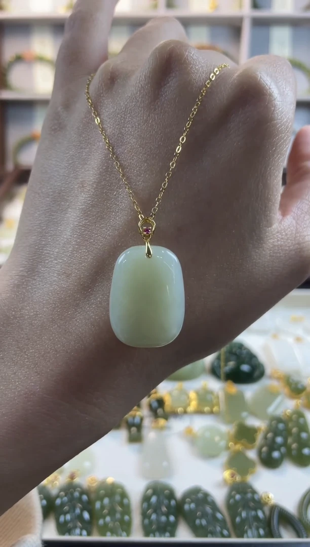 吊坠(不含链)银S925镶嵌和田玉1