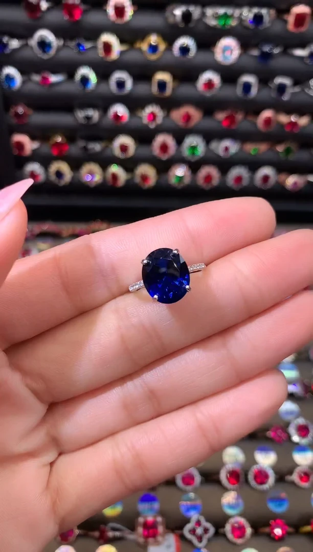 【闪购商品】蓝宝石戒指银S925镶嵌1012白