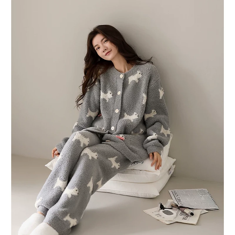 莫里伊【灰色小奶狗开衫】小众时尚设计休闲可外穿保暖睡衣家居服