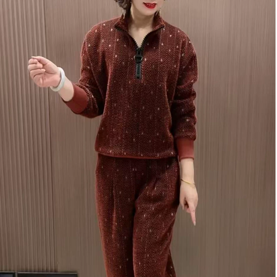 时尚气质宽松版休闲套装（上衣+裤子）