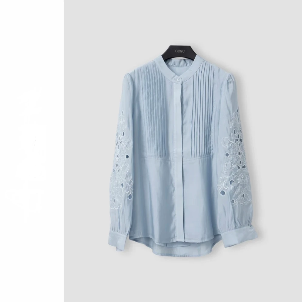 夏季新款莱赛尔天丝长袖镂空气质女式小衫25DAK0833