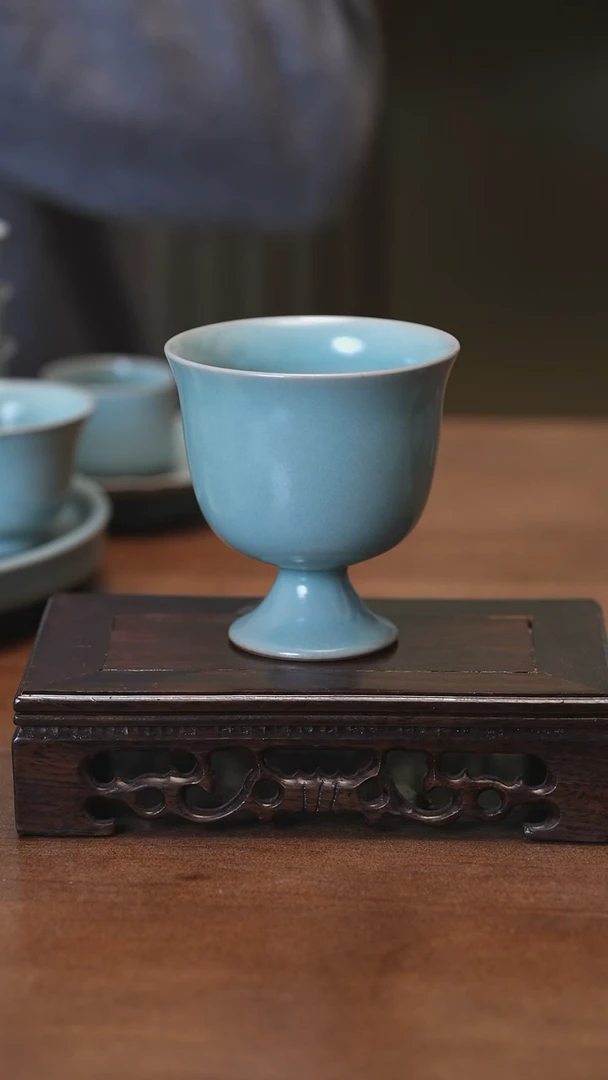 【闪购商品】Y宝丰宋官窑原产地汝瓷高足杯