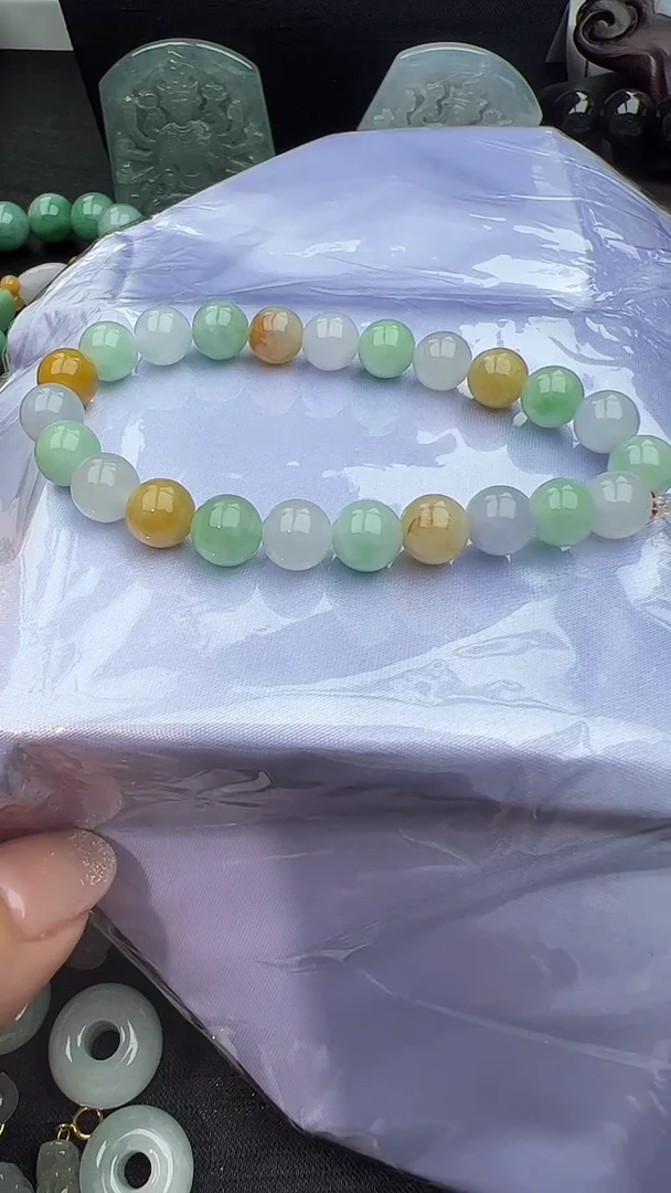 未镶嵌手串翡翠玉珠卡7.6
