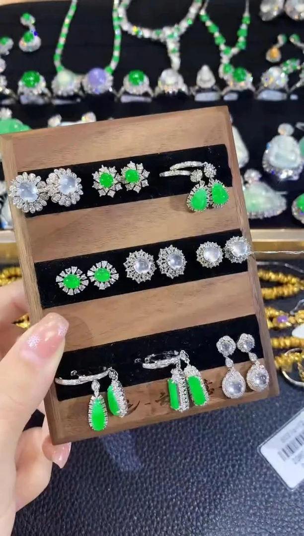 【云中意彩虹盘】18K金翡翠耳饰 彩虹盘-多样性发货一件-wsn-10