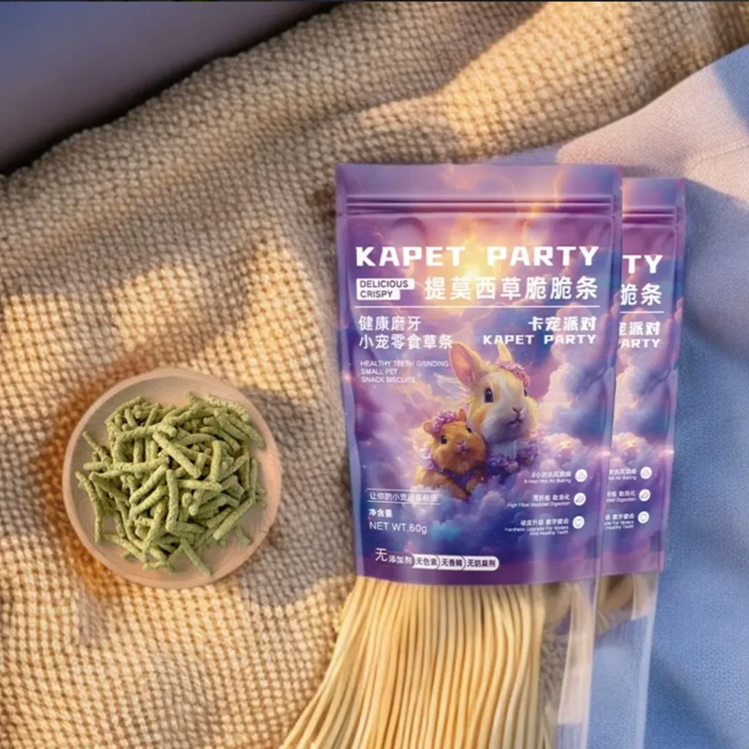 零食系列卡宠派对草条龙猫豚鼠兔子磨牙零食提摩西草条