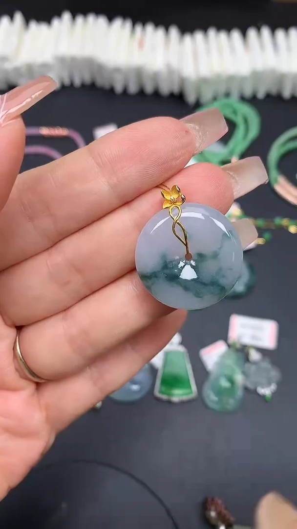 翡翠18K金镶嵌吊坠(不含链)MS192956