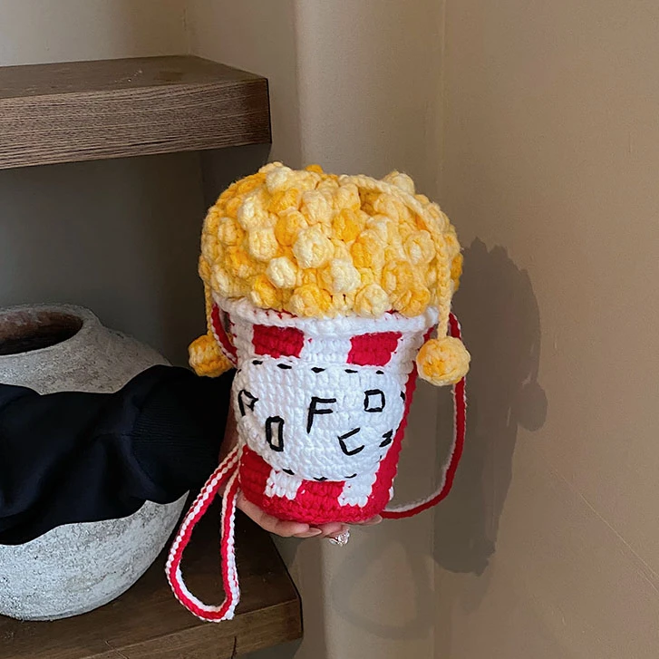 毛线编织网红爆米花包包成品diy钩织可爱古怪包包单肩斜挎小包