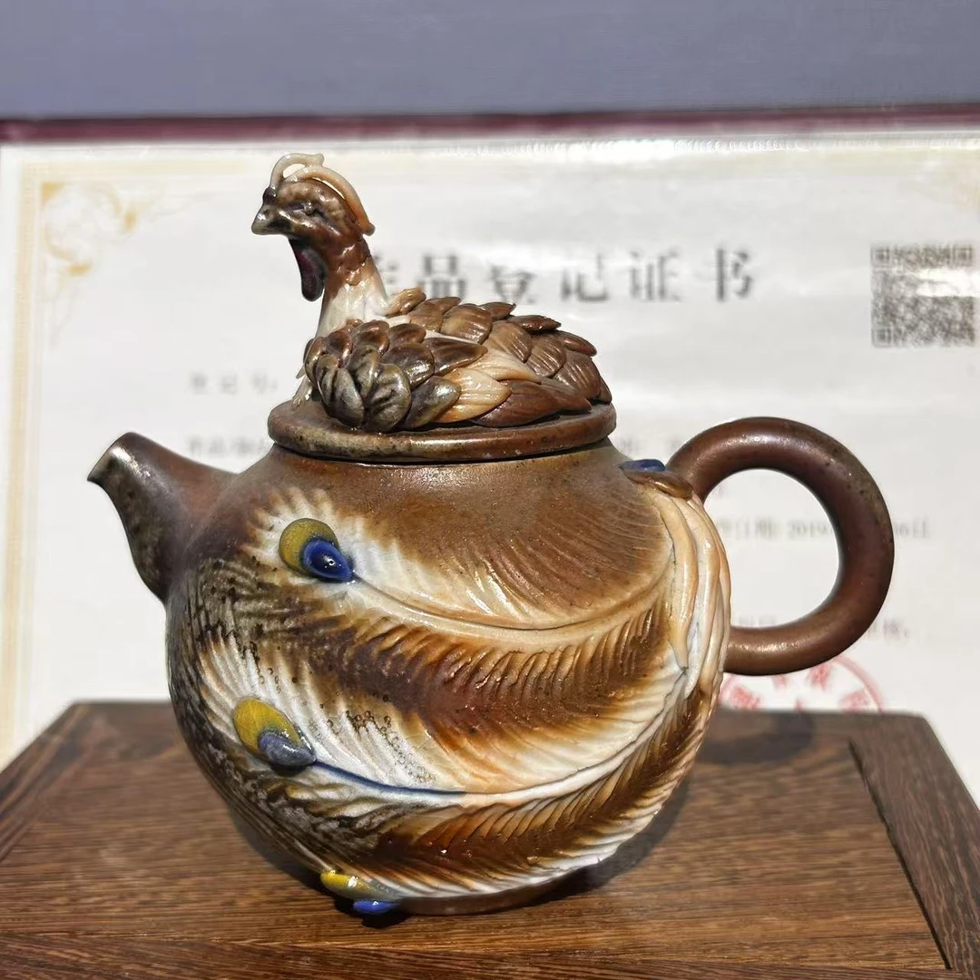 纯手工高端柴烧中国凤凰正把壶