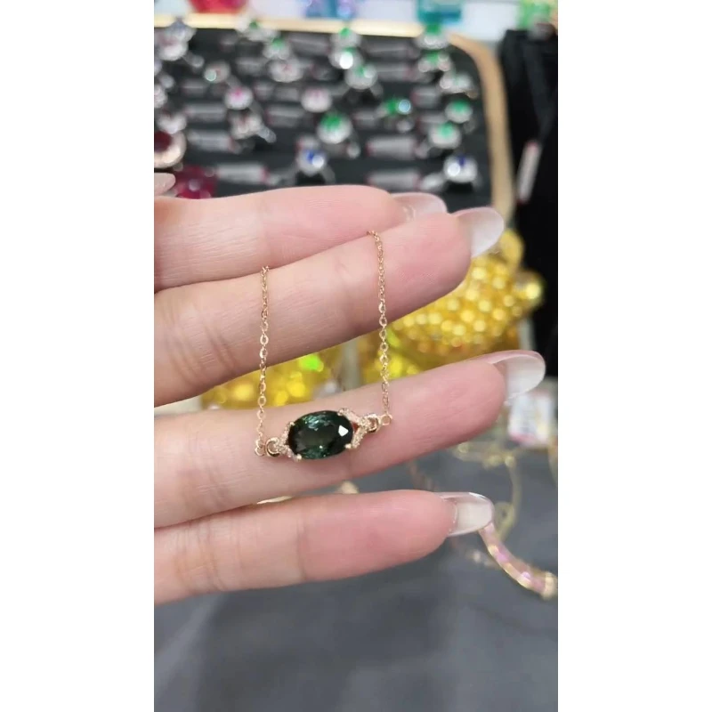 18K金镶嵌碧玺项链