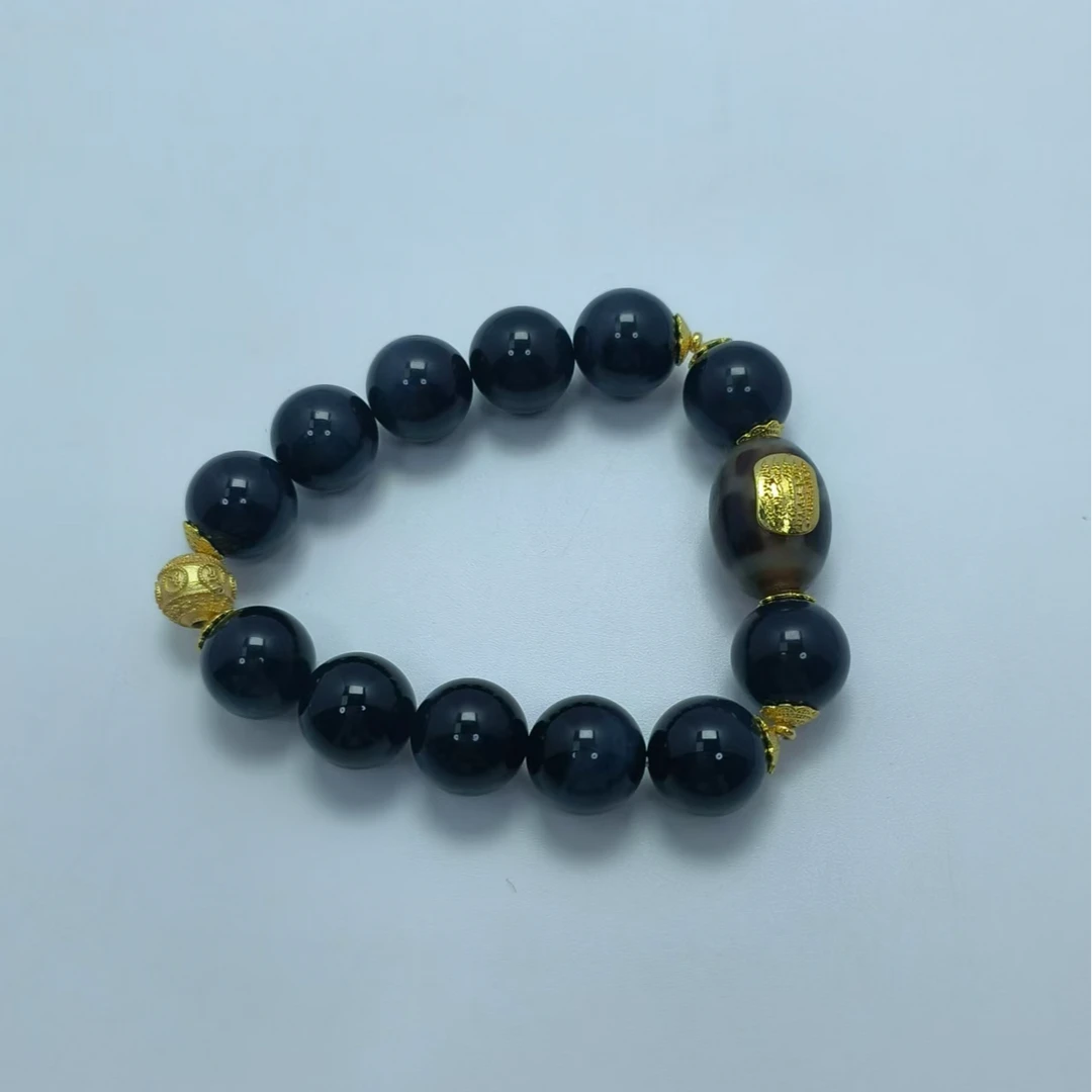 蓝虎眼+富甲珠子手串 B5608 多样性发其一 百搭 | 时尚 | 素款