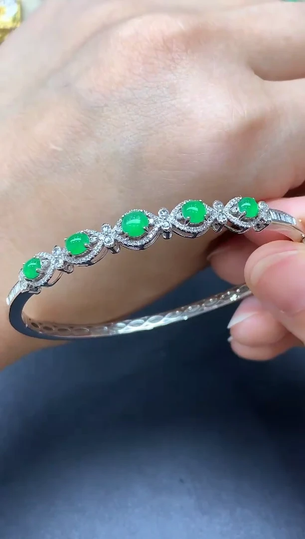 翡翠手镯18K金镶嵌295-中国好珍宝