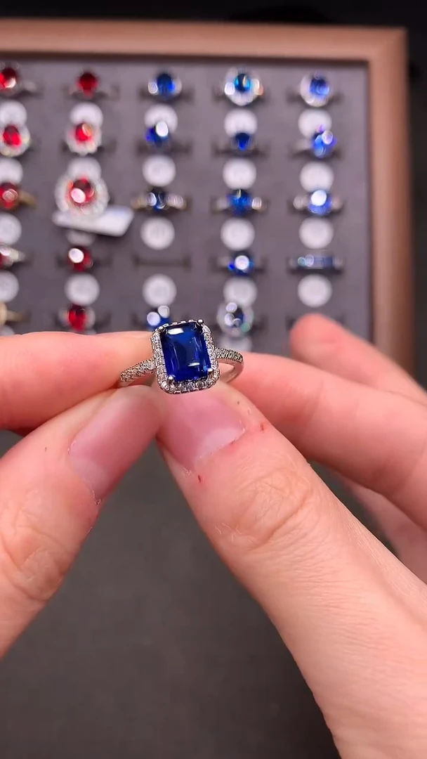 戒指蓝宝石银S925镶嵌·····