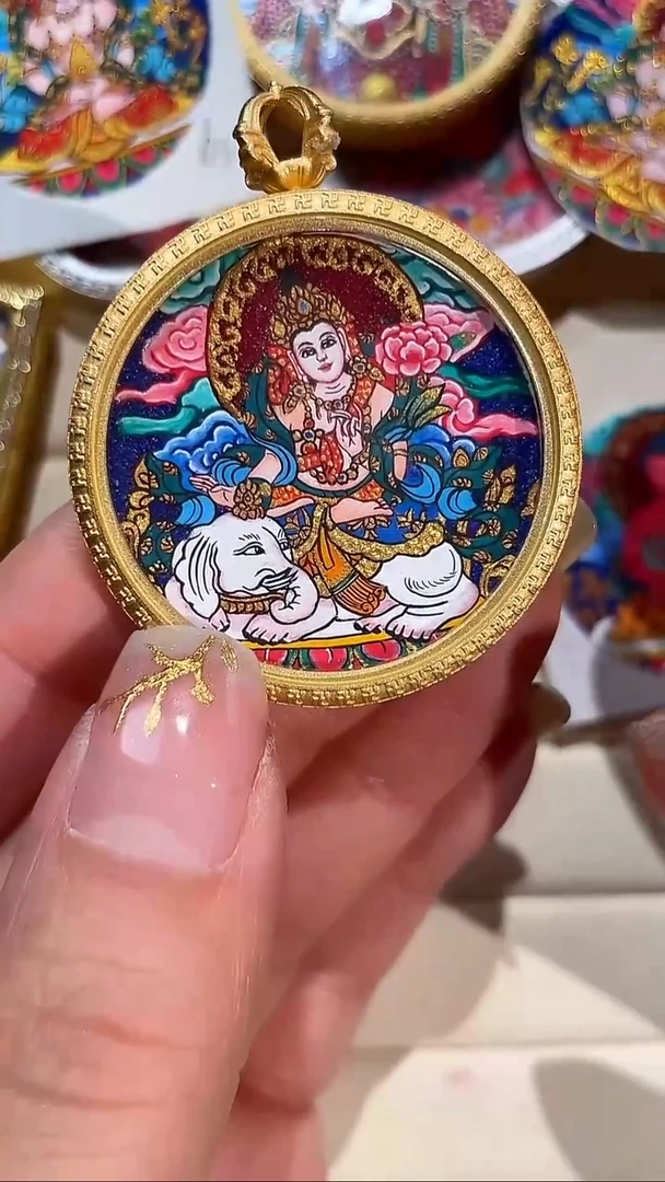 吊坠3.5圆形普贤全身配背卡