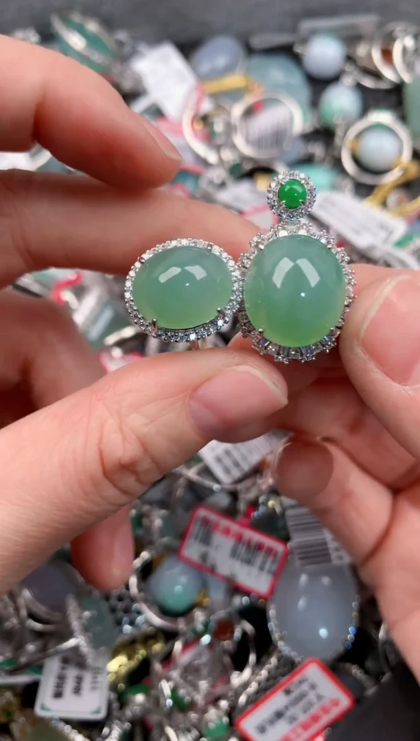 银S925镶嵌戒指翡翠1010----9