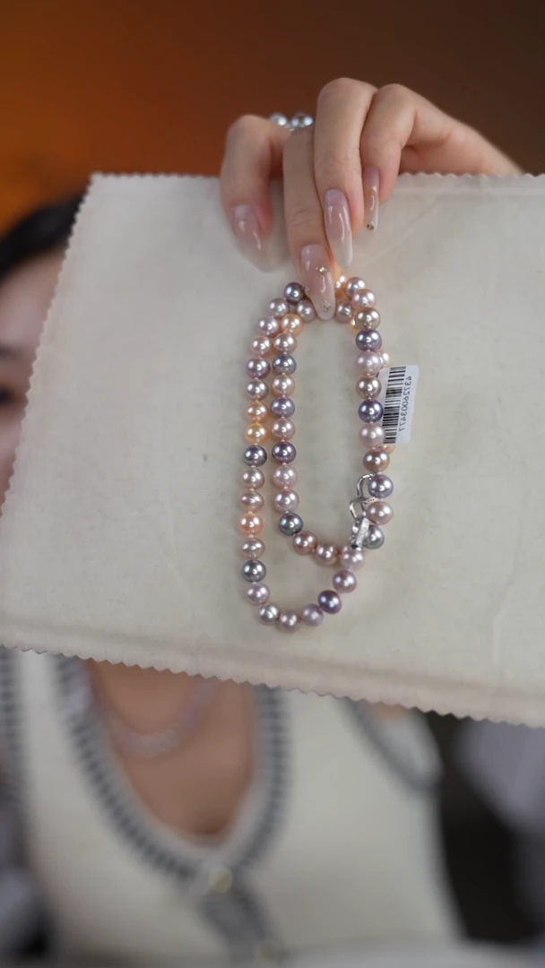 颈饰银S925镶嵌淡水珍珠大糖果