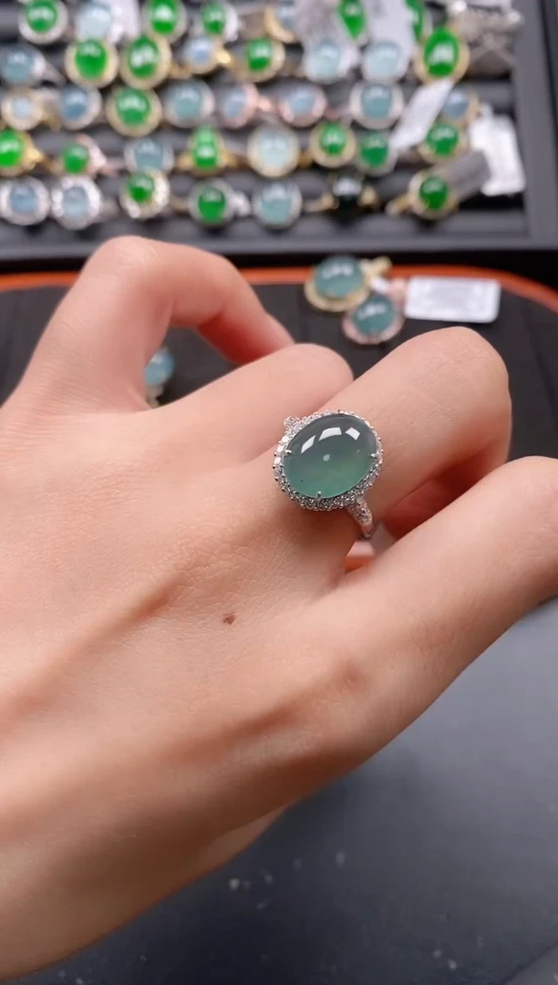 银S925镶嵌戒指翡翠11