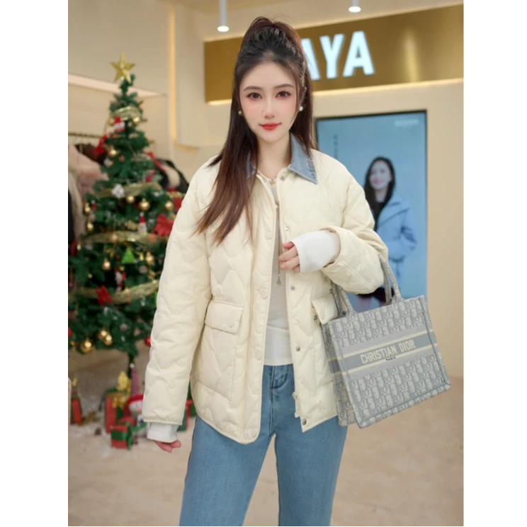 YAYA/鸭鸭鸭鸭拼接羽绒服新款春季设计感短款女YE5B600845L