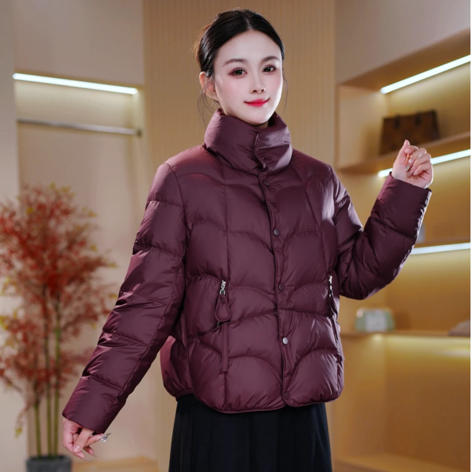 休闲小立领羽绒服女2025秋冬新款时尚短款保暖鸭绒宽松外套