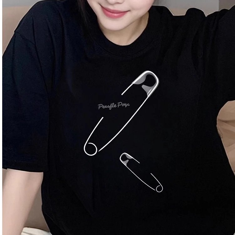 潮牌黑色大版短袖T恤女2025夏季新款宽松中长款设计百搭小众上衣