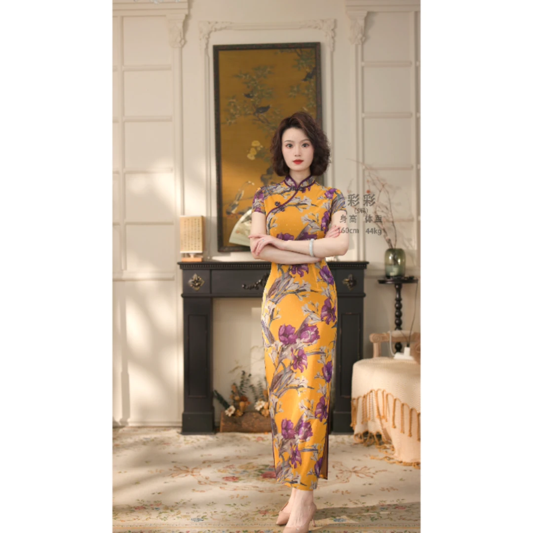 彩彩家【风华正茂】夏季复古港风短袖气质立领老上海风知性优雅旗袍