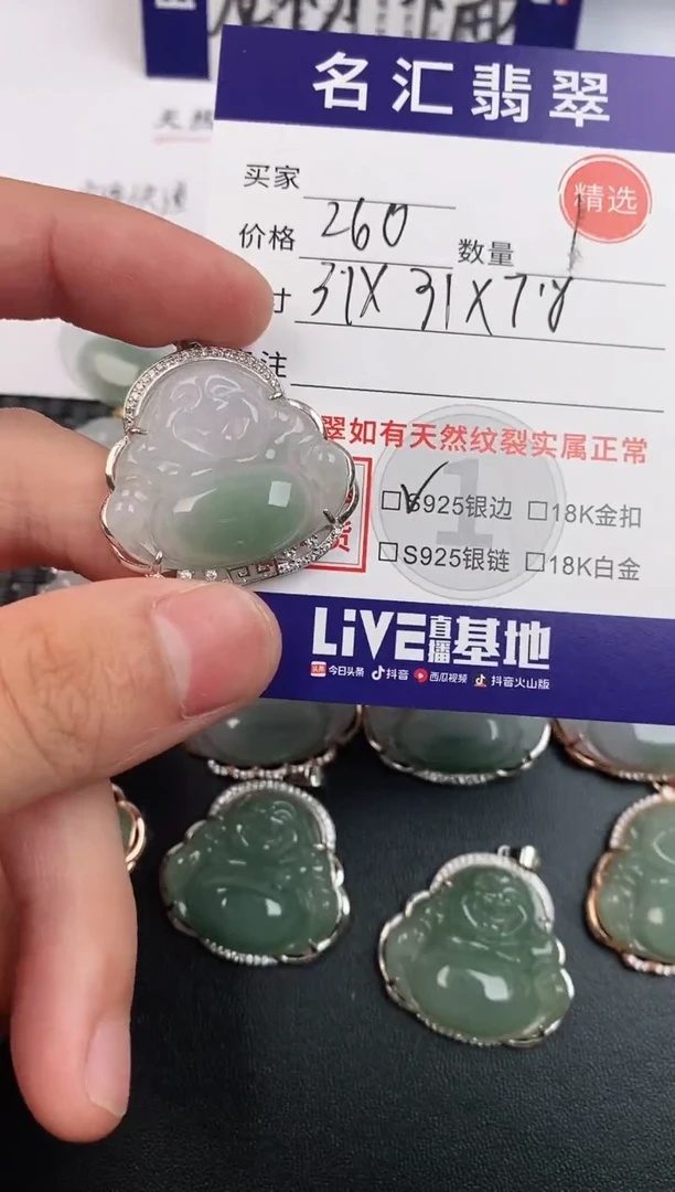 翡翠银S925镶嵌颈饰·