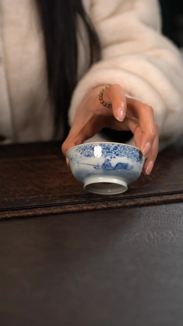 【闪购商品】杯459号HLX陶瓷写意山水高脚普洱杯