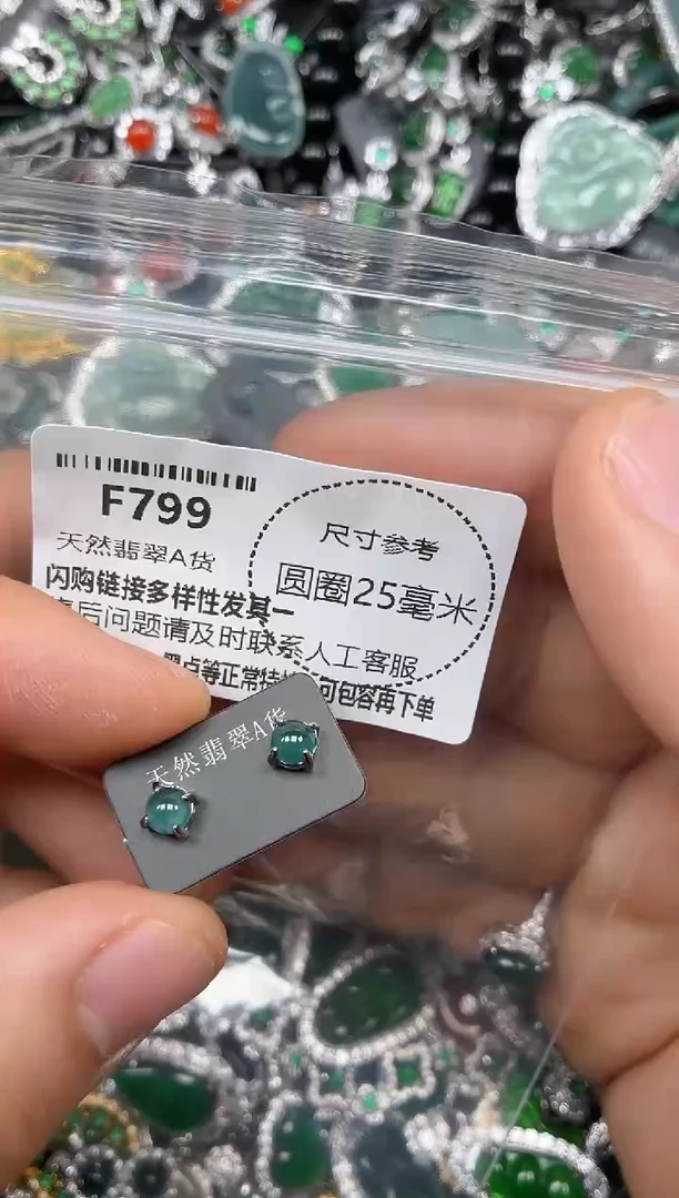 颈饰未镶嵌翡翠F799耳钉