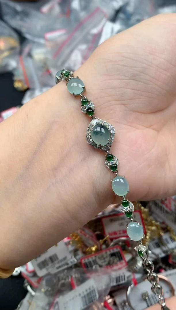 翡翠戒指银S925镶嵌天然A货缅甸翡翠