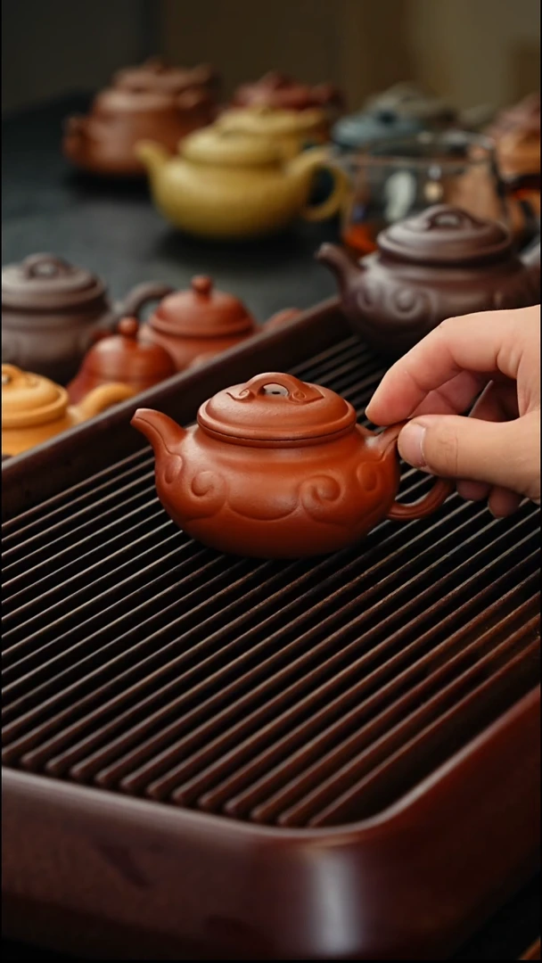 茶壶紫砂砂朱微瑕如意壶160cc